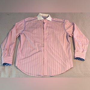 Robert Graham Button Down Men's XL Long Sleeve Striped Shirt Pink